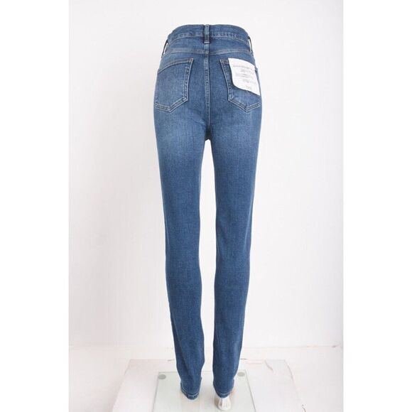 Triarchy Women Jean Denim Sz 28 Skinny High Waisted Button Fly Medium Indigo NWT - Picture 4 of 6